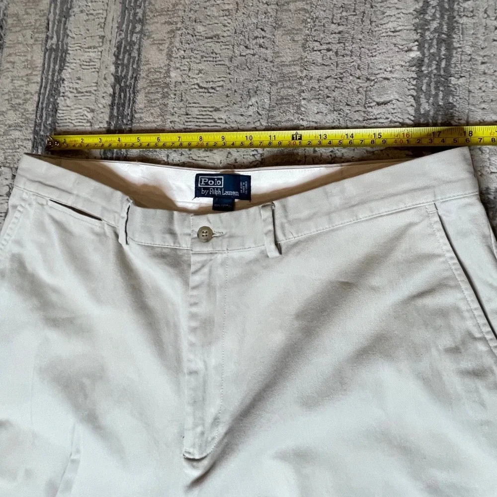 Polo Ralph Lauren Mens Khaki Chino Pants 38x30 Tan‎ Cotton Straight Flat Front